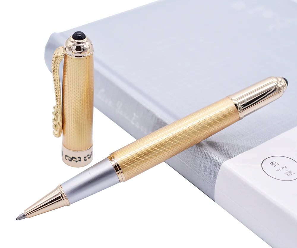 

Jinhao Luxurious Rollerball Pen with Ink Refill, Classic Style Dragon Clip Golden Writing Signature Pen Business Office Supplies