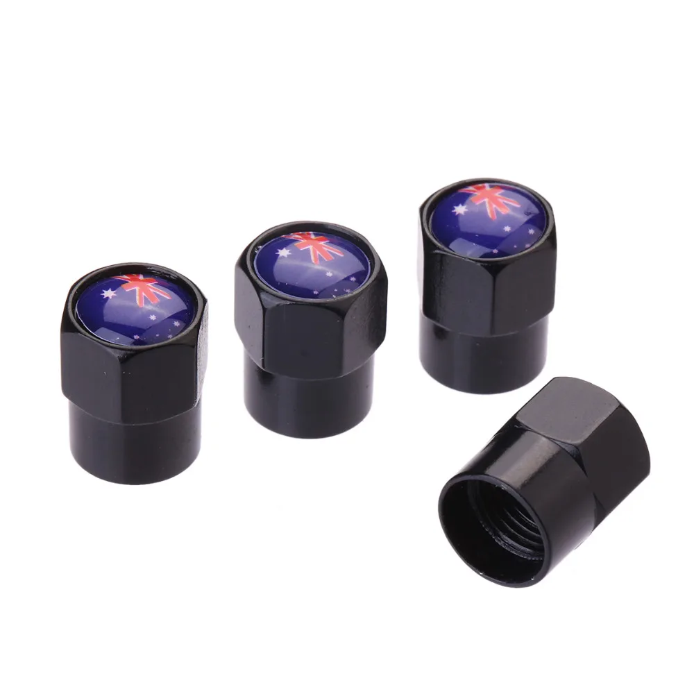 4Pcs/Lot Flag Australia Russia Spain Britain Italy France USA Germany Car Motorcycle Wheel Tire Valve Stem Air Caps Car Styling