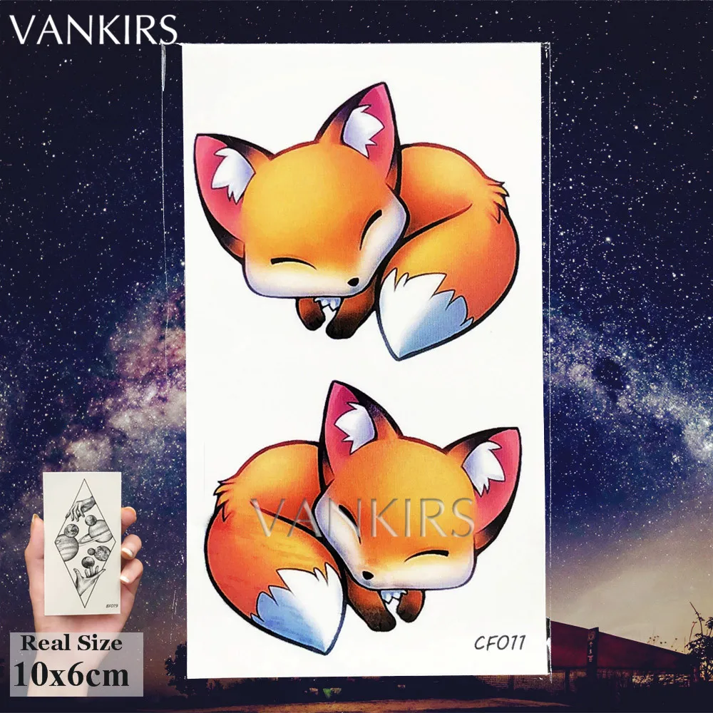 Flash Fake Women Chest Art Tattoos Sticker Black Geometric Arm Fox Tattoo Temporary Kids Toy Cartoon Body Lovely Tatoos Supplies