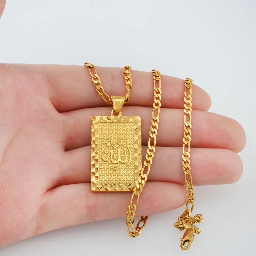 Anniyo Prophet Mohammed Allah Pendant Necklace Women Men Gold Color Jewelry Middle East/Muslim/Islamic Arab Ahmed #085106