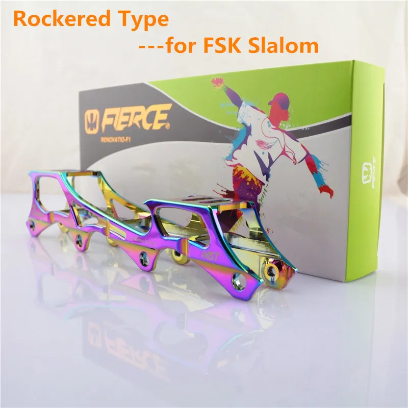 

Rockered 243mm 231mm 219mm Inline Skate Frame for Skating Patines, Banana Rocking Type with Coloful Rainbow, Suit for Slalom FSK