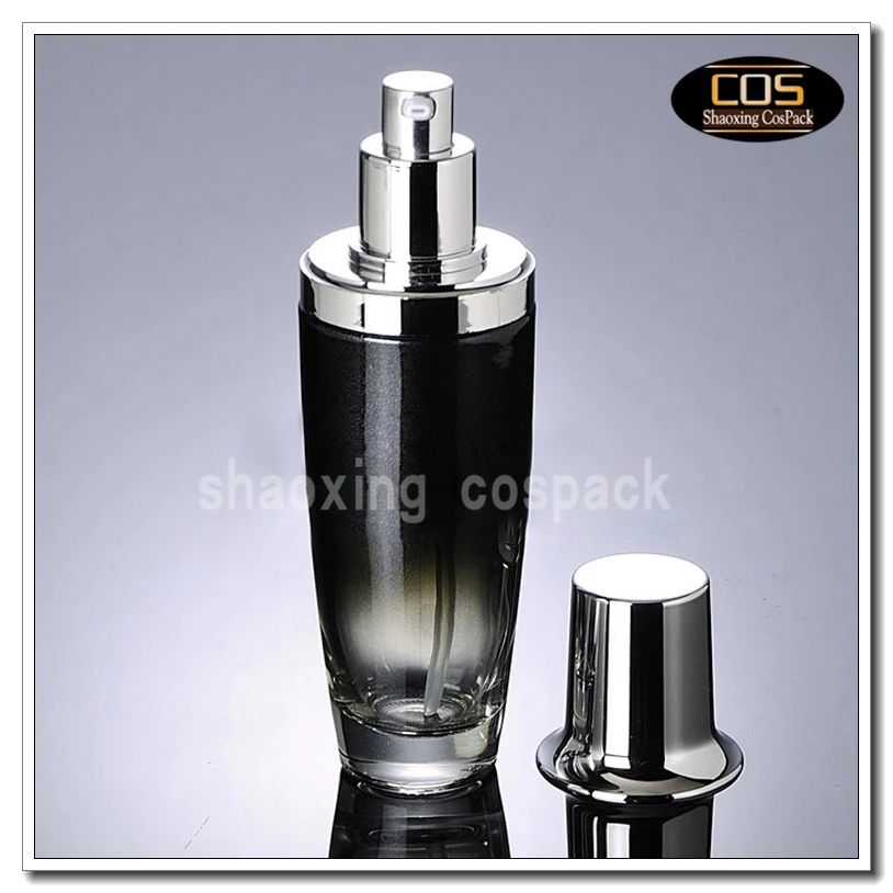 

LGX40-100ml black empty glass bottles for cosmetic, 100ml lotion pump black glass bottle supplier, glass bottle packaging