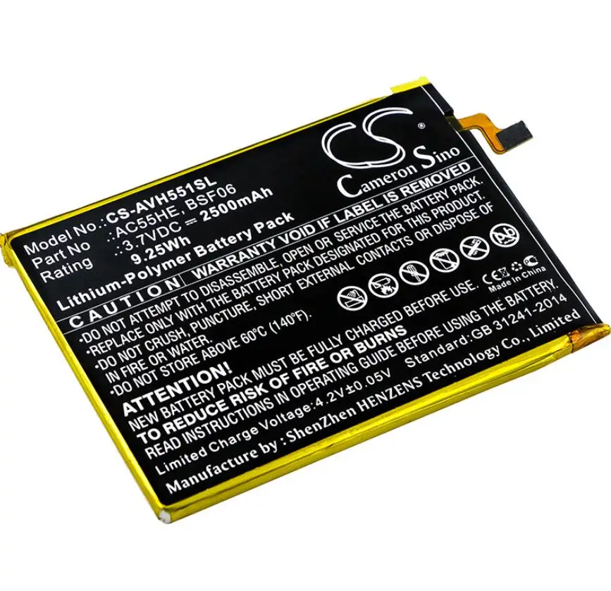 

Cameron Sino 2500mah battery for ARCHOS 55 Helium Ultra A55 Helium AC55HE BSF06 batteries