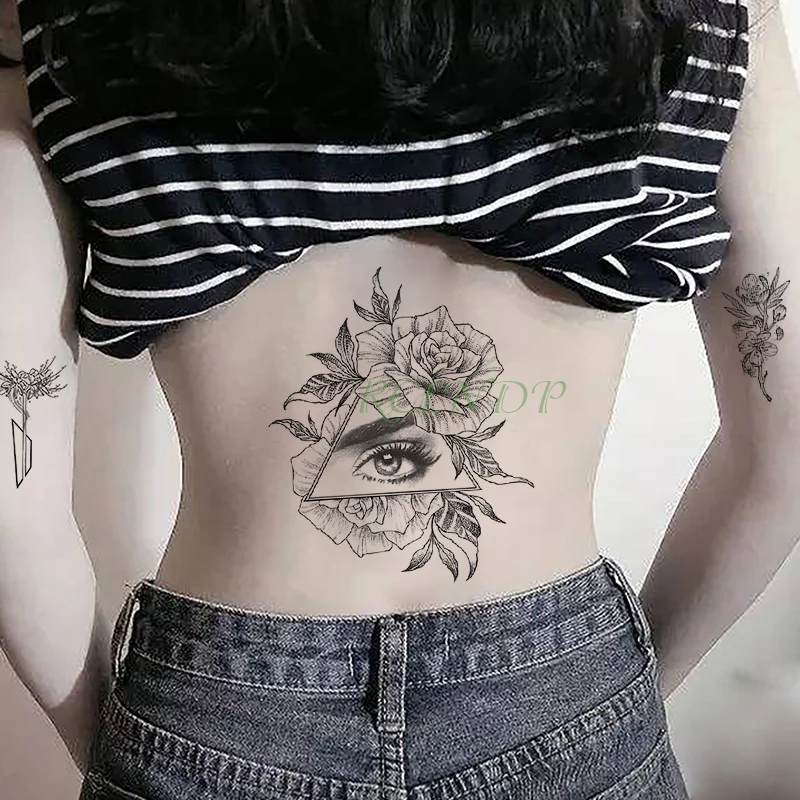 Waterproof Temporary Tattoo Sticker Rose Flower Eye triangle fake tatto flash tatoo tatouage temporaire leg arm for women girl