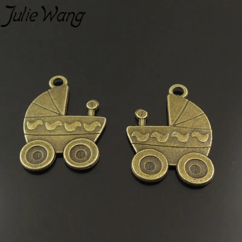 JulieWang 30pcs/pack Ancient Bronze Zinc Alloy Baby Carriage Baby Supplies Daily Necessities Pendant Jewelry Accessories