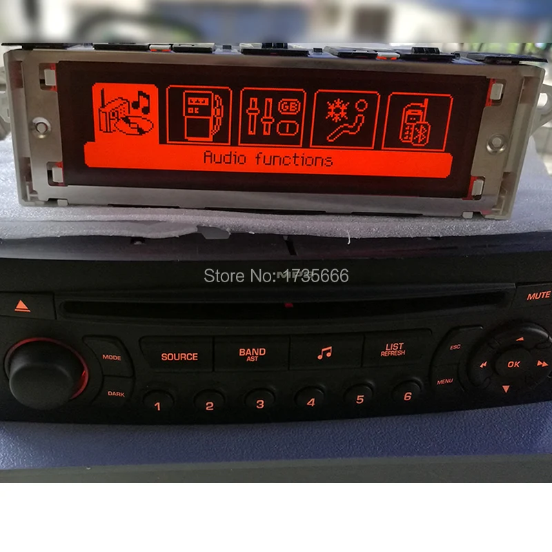 Original Red Display  Screen support USB Bluetooth air condition monitor radio 12pin for Peugeot 307 407 / 408 citroen C4 C5