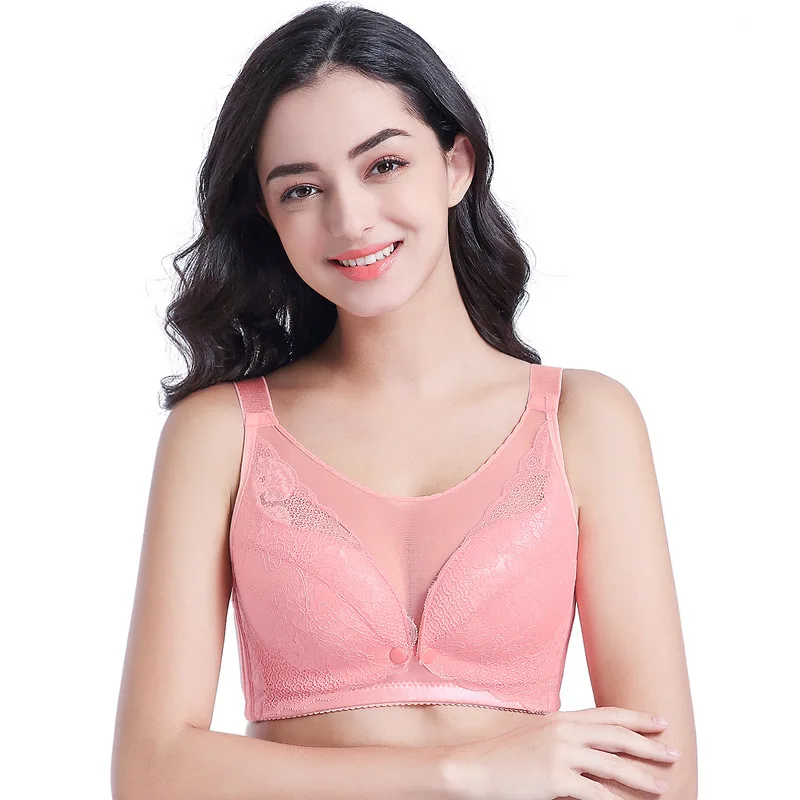 

Lace breastfeeding bra front buckle simple pregnant women underwear comfortable gathering type breast bra without steel ring