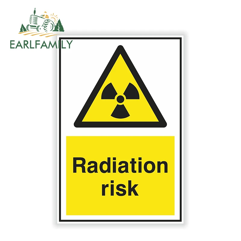 EARLFAMILY 13cm x 8.45cm DANGER RADIATION RISK sticker Warning Safety for Laptop Tablet Bumper Door Decal Reflective Car Sticker