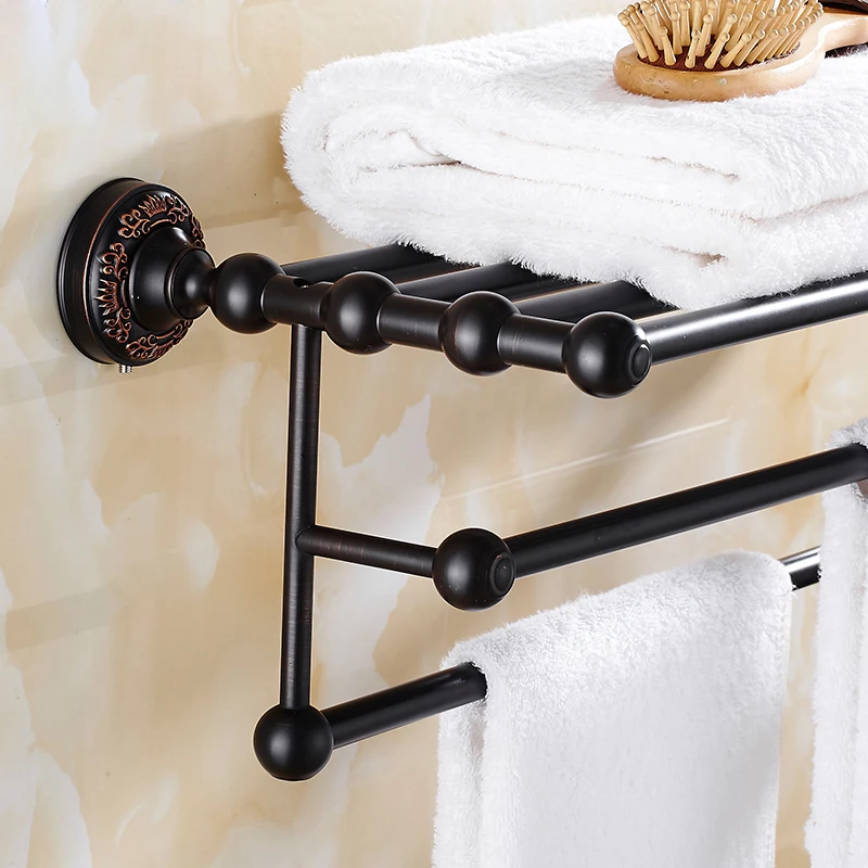 Black antique brass high-grade bathroom double towel rack bathroom Double layer Shelf toalheiro free shipping MT500