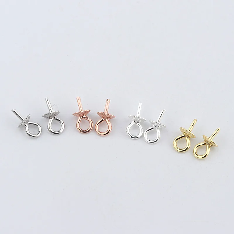 Real Pure Solid 925 Sterling Plain Silver Rose Gold Bead Cap Connectors for Pendants Cap Base Jewelry Findings Wholesale