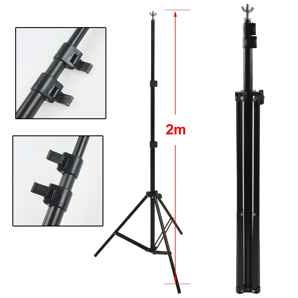 Photography 2m*2m Backdrop Support Stand Metal Tripod 6.5ft*6.5ft Background Holder Adjustable Height for Photo Studio Video