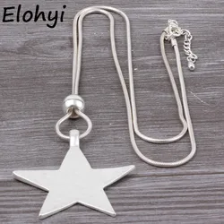 ELOYHI Big Five-Star Women Boho Statment Alloy Pendants Long Necklace Sweater Chain For Women Trendy Necklace&Pendant Wholesale