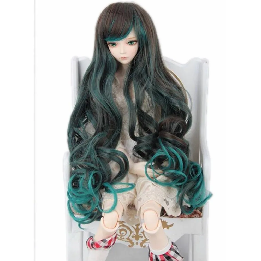 

[wamami] 97# Black & Green Long Wig For 1/4 MSD AOD DOD DZ BJD Dollfie 7"-8"