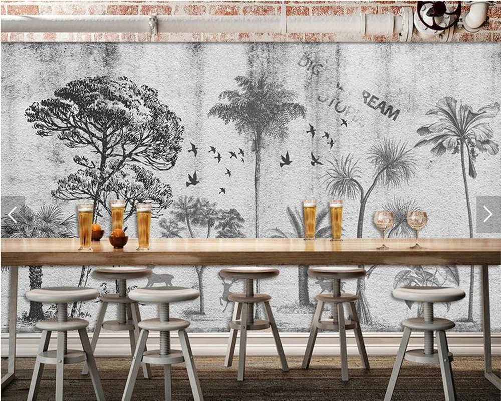 

Custom bird wallpaper, vintage brick wall,forest bird abstract mural for living room bedroom sofa backdrop wall decor wallpaper