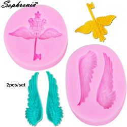 C134 Angel Wing /Key Silicon Molds For Cookie Baking Fondant 3d Pastry Moulds Wedding Decorations Silicone Kitchen Accessories