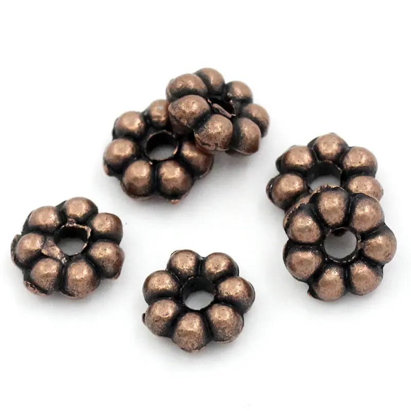 Vintage Spacer Beads Flower Antique Copper color Loose Spacer DIY Making Earrings Necklace Jewelry About 4.8mm x 4.8mm,65-500PCs