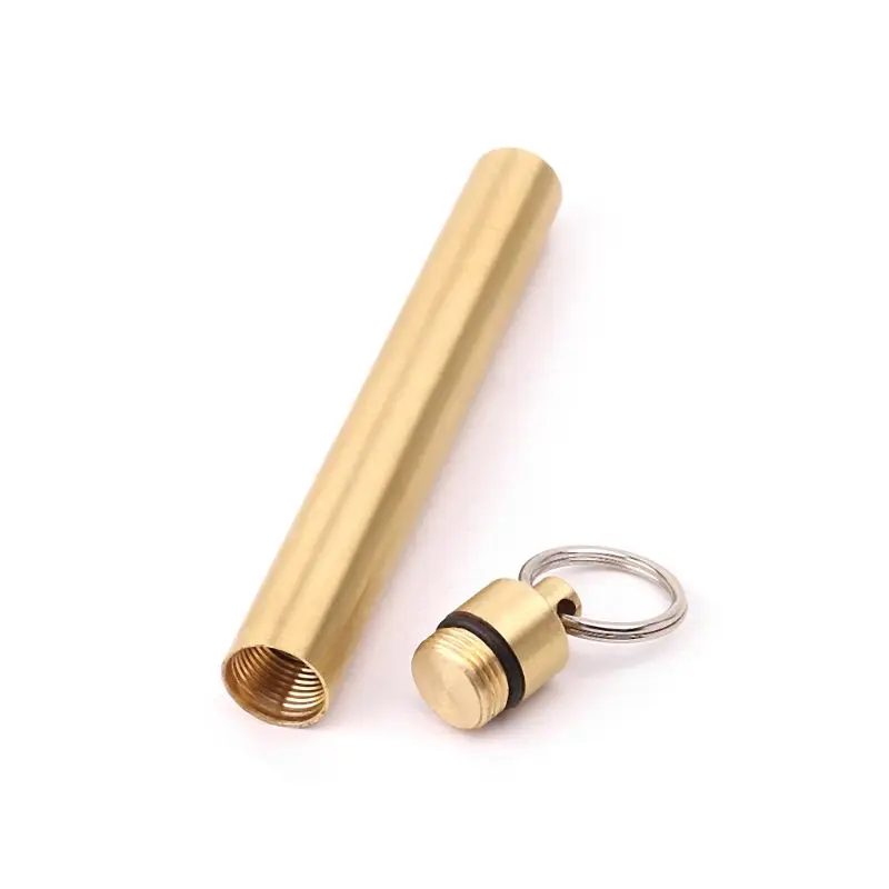 EDC Brass Toothpick Holder Waterproof Seal Bottle Portable Pill Case Container