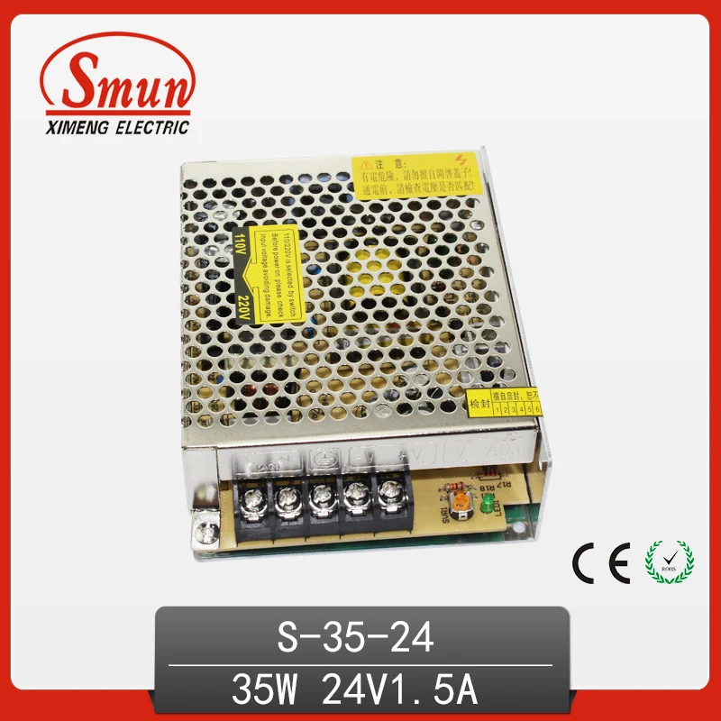 Switching Power Supply 35W DC 24V/1.5A Single Output Professional LED Driver Indoor LED Lighting Use