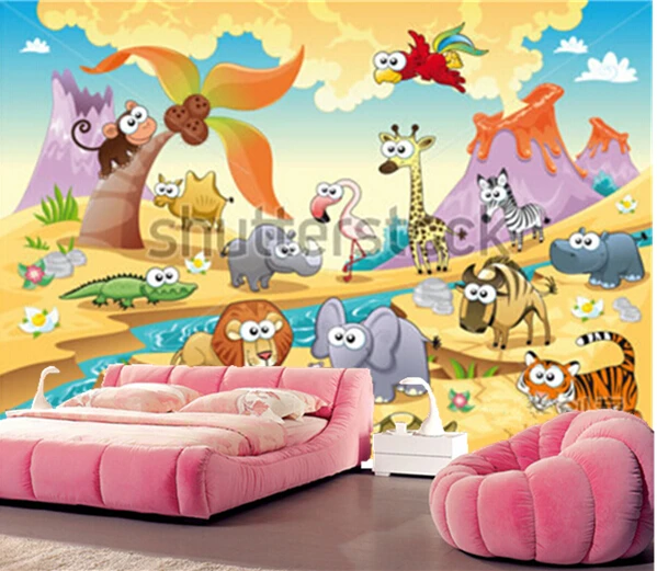 

Custom papel DE parede infantil,grassland animal families murals for children room, bedroom wall waterproof wallpaper male girl