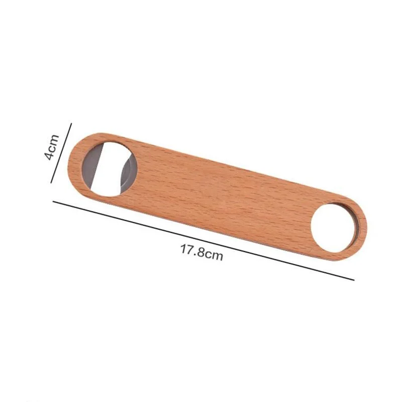 100pcs/lot DIY Wooden Stainless steel Large Flat Beer Bottle Opener Flat Bottle Opener Tool Bar Beer Wine Openers Custom logo