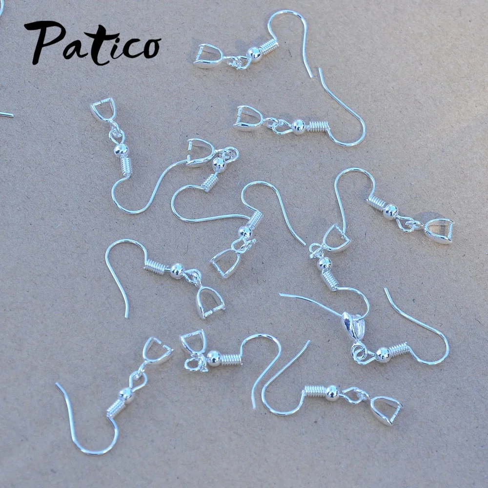 925 Sterling Silver  Hook Earring Fashion Setting DIY Jewelry Clasp Base Earring Wires Handmade Latest Mode 20pcs/lot