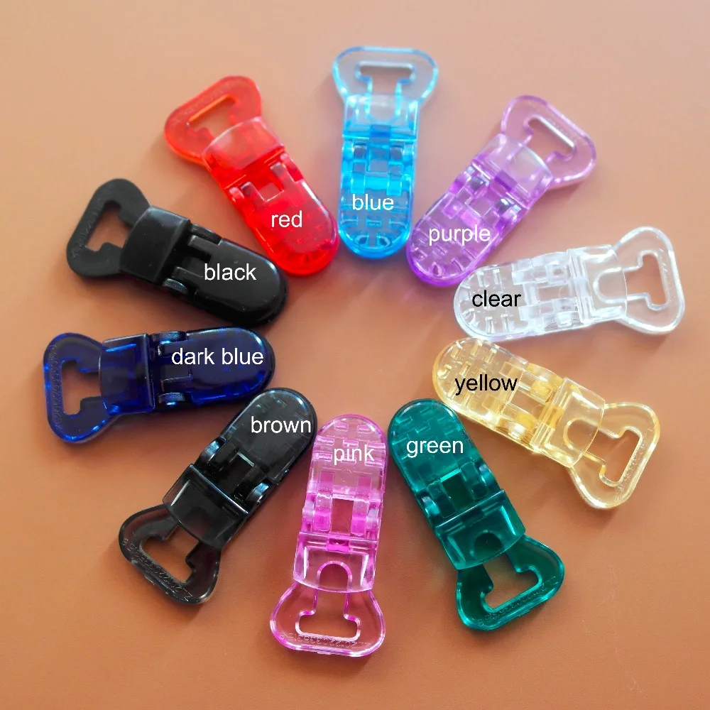 DHL Free Shipping 1000pcs 1.0CM Clear Baby Plastic Pacifier Clip T shape MAM NUK Dummy Chain Toy Adaptoer Holder Suspender Clips