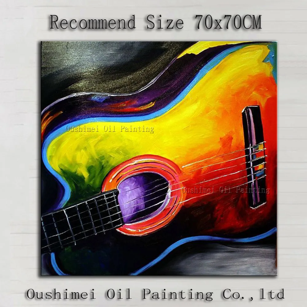 

Superb Skills Artist Handmade High Quality Guitar Oil Painting On Canvas Hand-painted Modern Abstract Guitar Decorative Painting