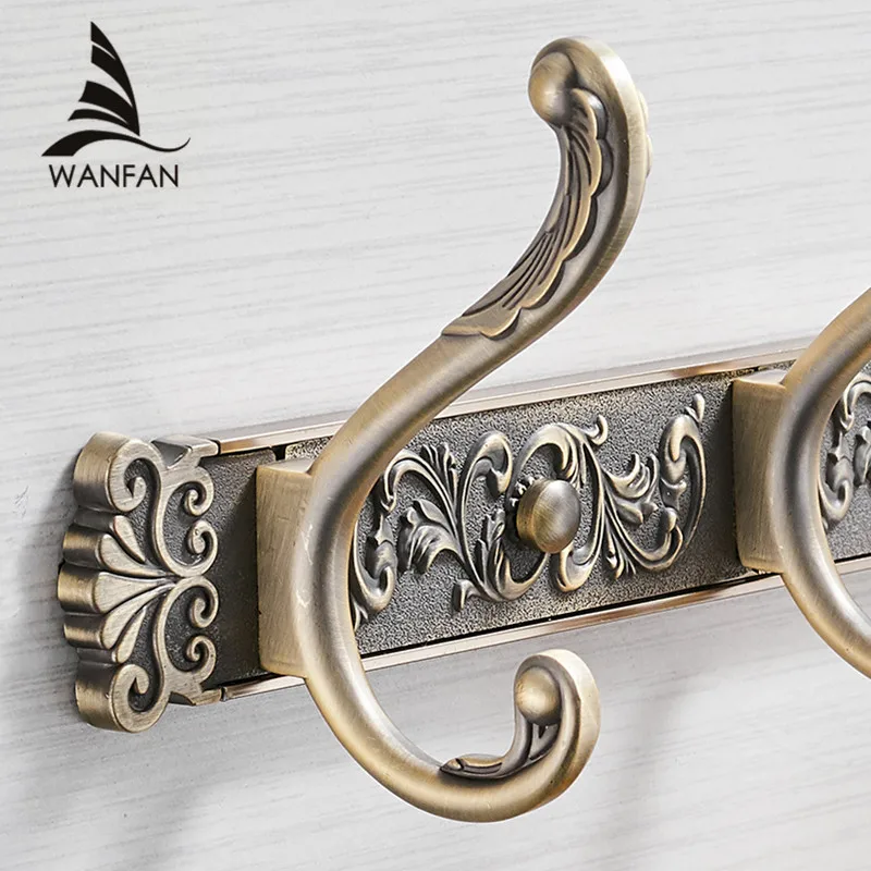 

Robe Hooks Luxury Bathroom Wall Carving Antique Robe Hooks 5 Row Hook Coat Hanger Door Hooks For Bathroom Accessories HA-26F