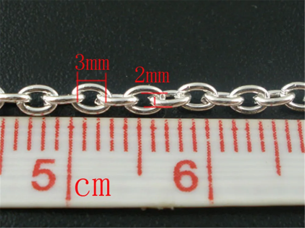 DoreenBeads-accesorios para cadenas de Cable, accesorio de color plateado de 10M, 3x2mm (B04020), yiwu