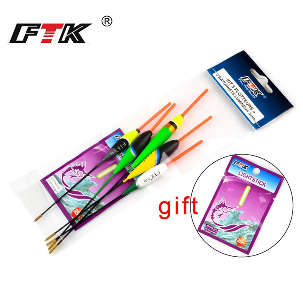 FTK 5pcs 2g 3g 4g Barguzinsky Fir Float Length 17.5cm-22.5cm Fishing Float Vertical Buoy Float Fishing Tackle For Carp Fishing