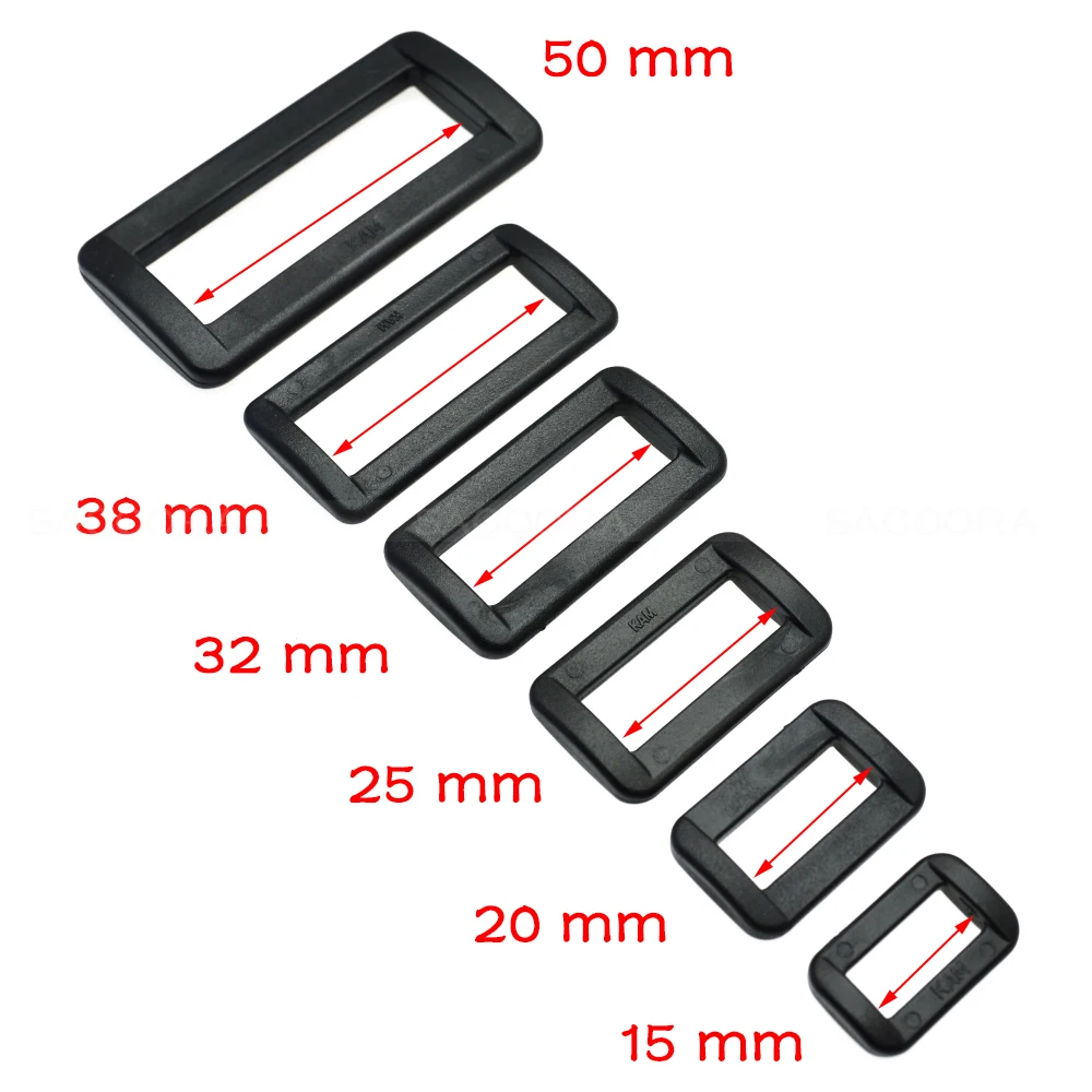 2pcs Plastic Loops Adjustable Buckles Belt buckle Belt Loop Rectangle Rings Package accessories Black