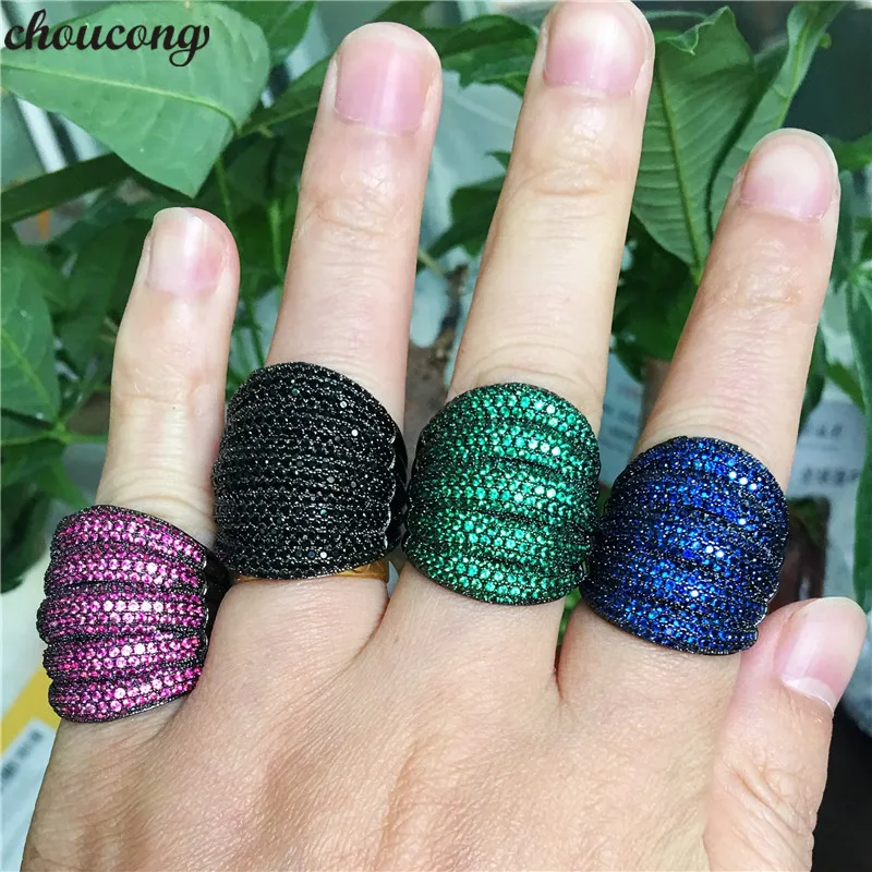 4 Farben Luxus Fingerring Micro Pave 350 stücke aaaaa Zirkon Party Ehering Ringe für Frauen Männer Geschenk