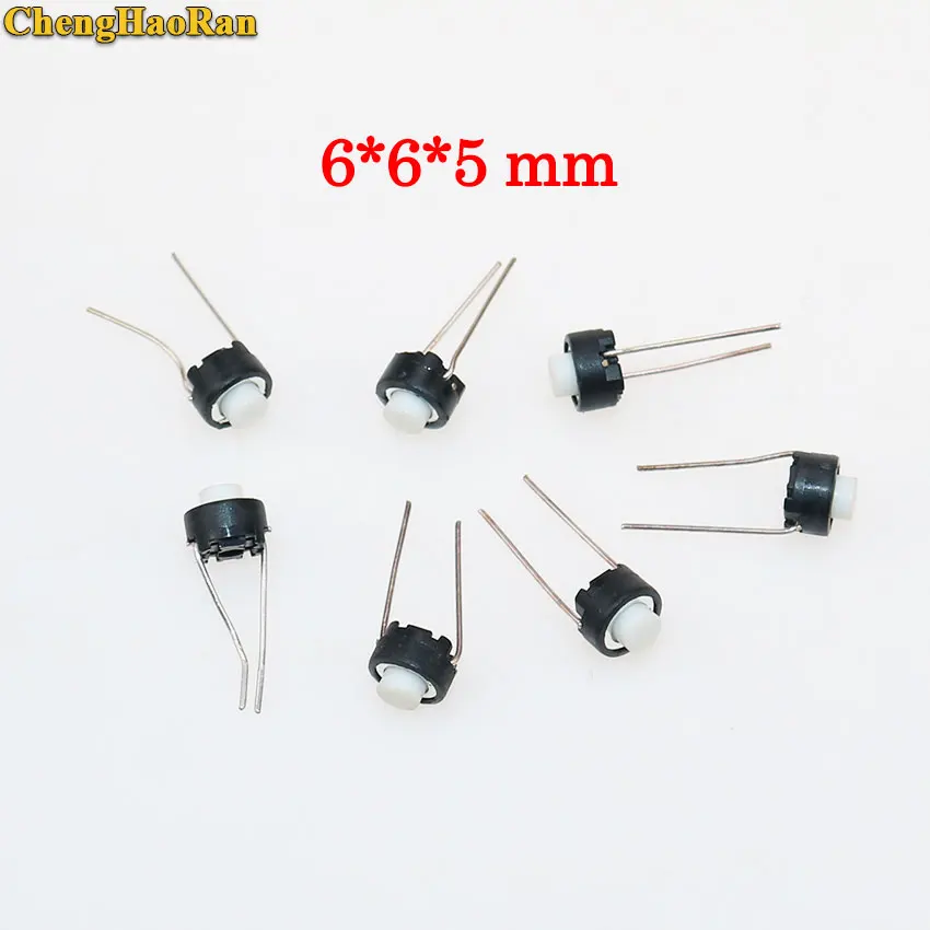 

ChengHaoRan 20-100pcs Touch switch button 6*6*5mm DIP 6X6X5 mm Tactile Tact Push Button Micro Switch Momentary for A-L-P-S white