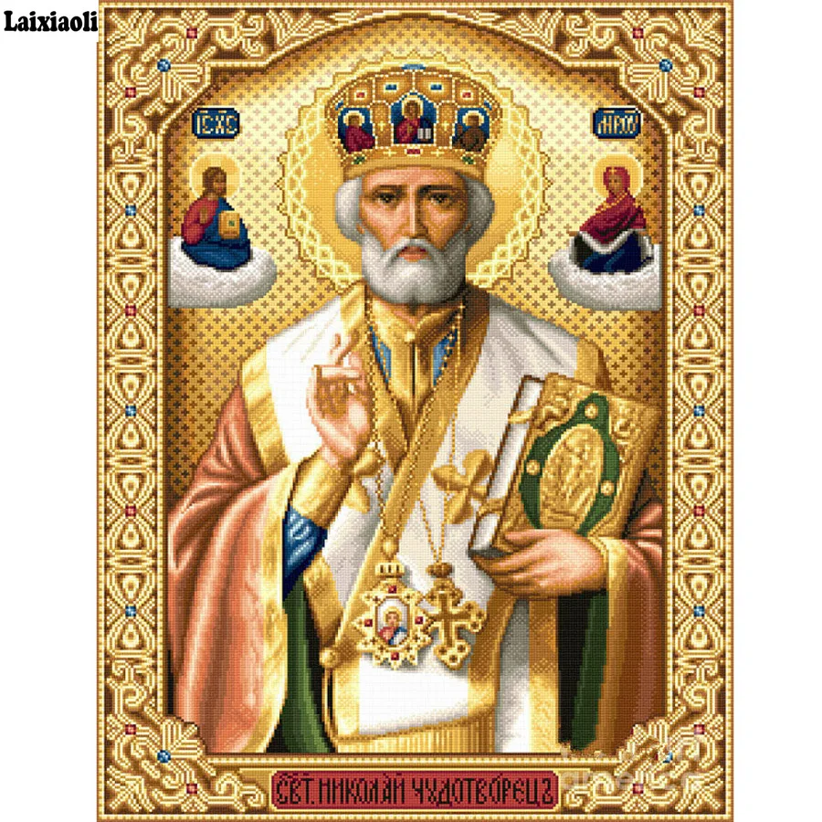 5D Crystal Crafts Diamond Painting Mosaic Icons St. Nicholas Of Myra 3D Square diy Diamond Embroidery Pattern Orthodox Religion