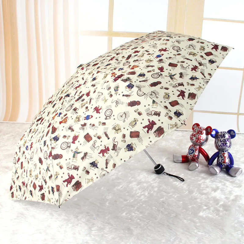 Aurora South Korea's foreign trade cartoon Winnie the lightweight umbrella sun umbrella UV umbrella folded umbrella