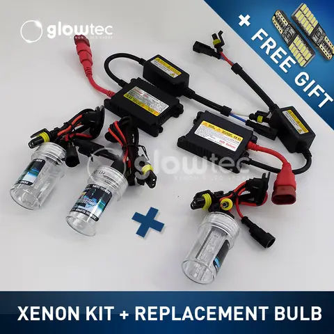 35W DC XENON HEADLIGHT HID KIT + REPLACEMENT BULB, SLIM BALLAST Bulbs H1 H3 H7 H8/9/11, 4300K 6000K 8000K 10000K 12000K GLOWTEC