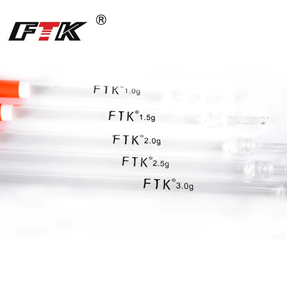 FTK 10PCS/Lot Nylon Plastic Float 1.0g/1.25g/1.5g/2.0g/2.5g/3.0g Crystal Plastic Fishing Floats Tube Set Fishing Tackle