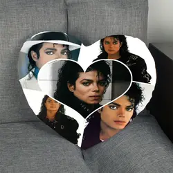 New Pillow Case Michael Jackson Heart Shape Satin Fabric Pillow Cover For Home Bedroom Wedding decorate Pillow Cases