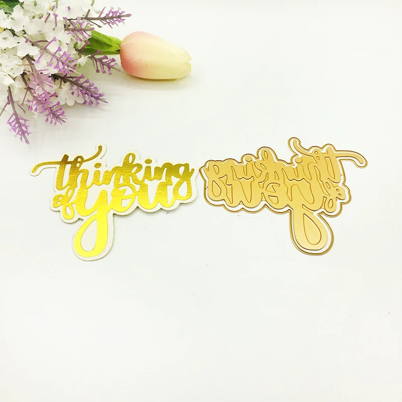 

Julyarts Word Die Think Of You Hot Foil Plate Metal Cutting Die For Scrapbooking Stencils Stamping Card Die Cut Craft Dies