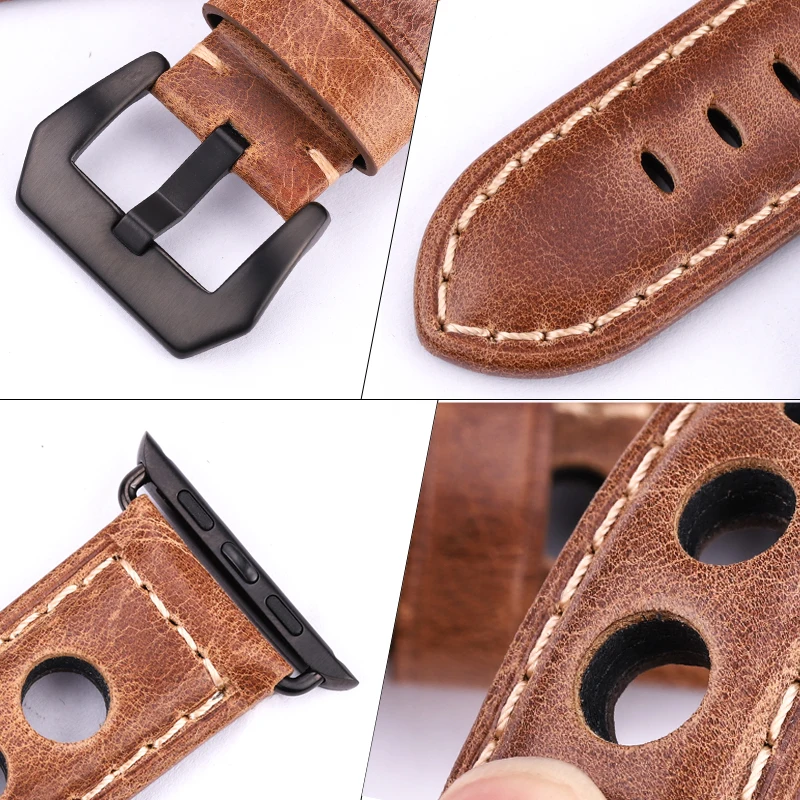 Genuine Leather Watchbands For Apple Watch Band 42mm 38mm Women Men Watch Accessories Strap 44mm 40mm Series 5 4 3 2