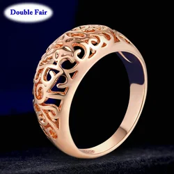 Vintage Chunky Rings Classic Design Rose Gold Color Flower Hollow Fashion Jewelry For Unisex Anniversary Free Shipping R281M