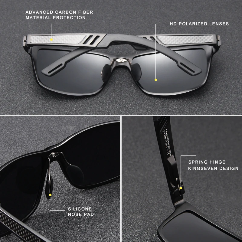 KINGSEVEN  Aluminum Square Men/Women Polarized Coating Mirror Sun GlassesEyewear Sunglasses For Men