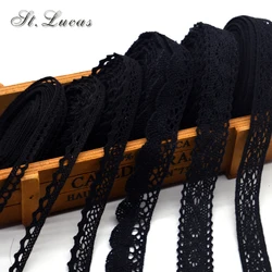 Hot sale new arrived 5yd/lot black lace fabric ribbon cotton lace trim sewing material for home curtains garment accessories DIY