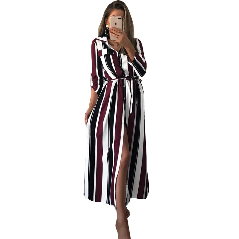 2023 Chiffon Black Strip Slit Women Summer Long Beach Dress Back Ties Strap Dress for Lady Girls Sundresses robe ete jurkjes