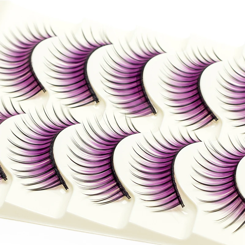 ICYCHEER – faux-cils fantaisie, extensions colorées, rouges, bleues, violettes et brunes, doux, faits à la main, pour fête Cosplay Halloween