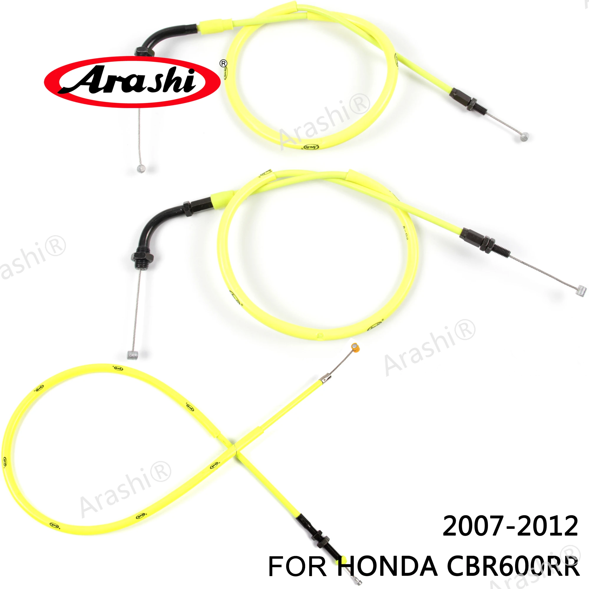 Arashi Motorcycle Accessories Throttle & Clutch Cables Stainless Lines for HONDA CBR600RR 2007 2008 2009 - 2012 CBR 600 RR 1 Set