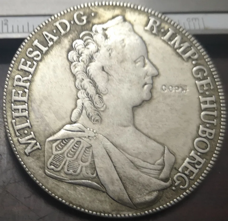 1758 Austria-Habsburg 1 Thaler-Maria Theresia Vienna-Mining Taler Silver Plated Copy Coin