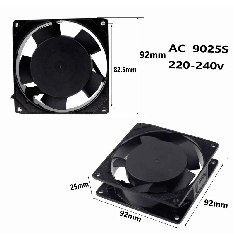 

Gdstime 1 Piece 2 Wire 220V 240V Dual ball 92mm x 25mm Industrial AC Cooling Fan 90mm Cooler 9225 9cm Without Connector