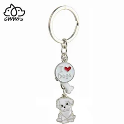 Shih Tzu pendant key chains for women girls men metal alloy pet dog bag charm car keychain key ring holder fashion gifts