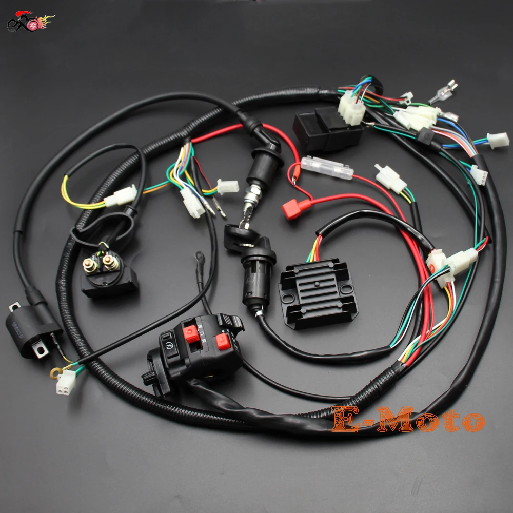 Full Electrics Wiring Harness CDI Coil Solenoid Kit For GY6 125cc 150cc ATV Quad Buggy Go kart Coolster 4 wheelers Scooter